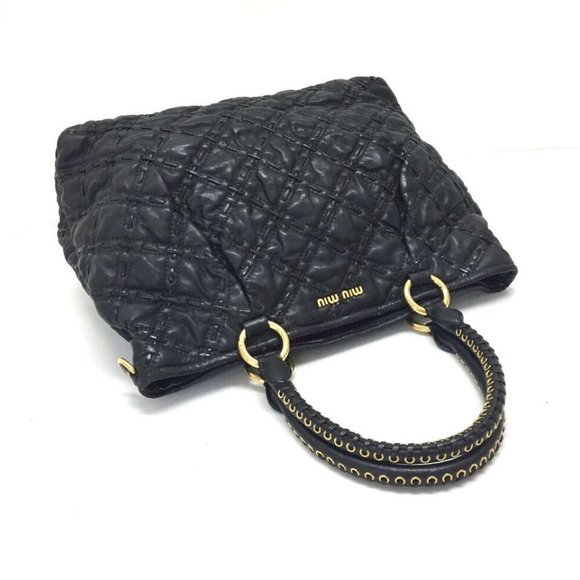 MIUMIU Quilted Hand Bag Shoulder Bag 2way bag Black - Picture 12 of 16